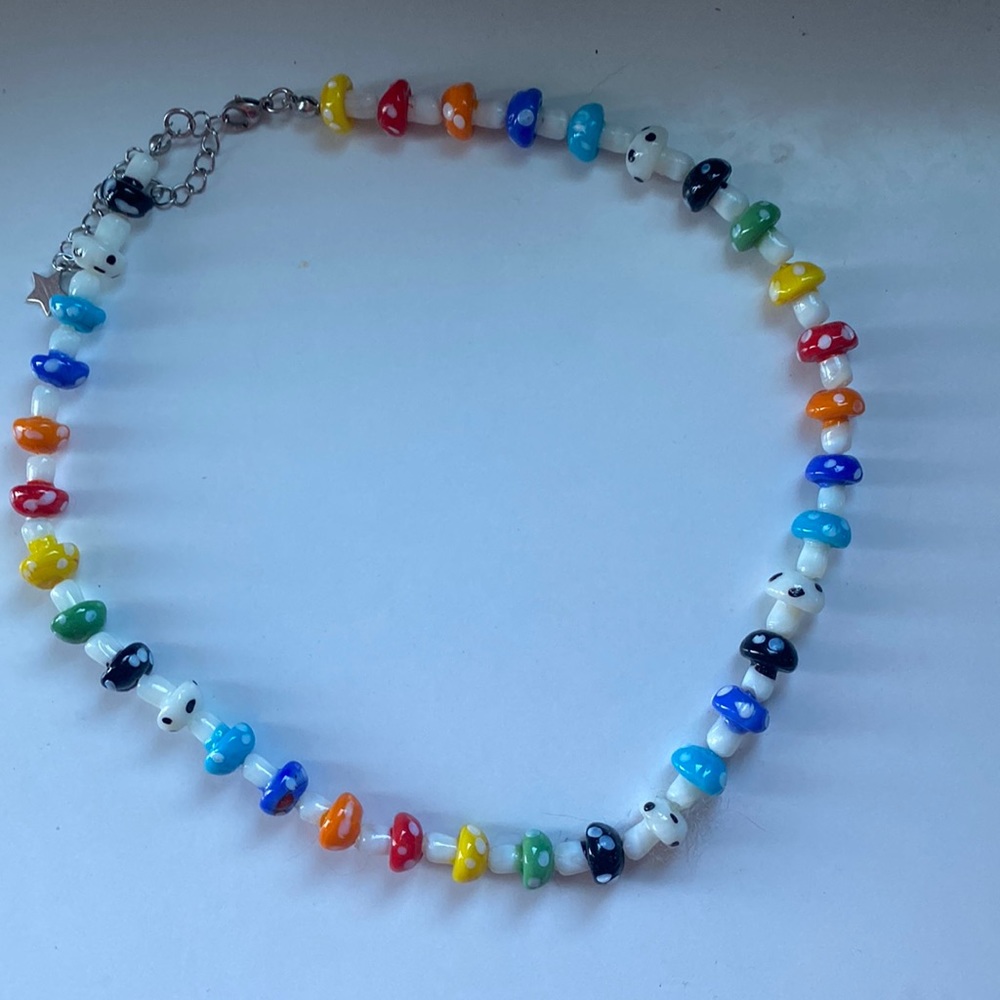 rainbow mushroom necklace from tunnel vision!